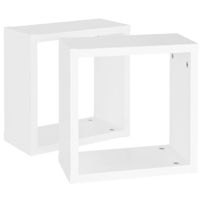 Mensole Parete a Cubo 2 pz Bianche 30x15x30cm
