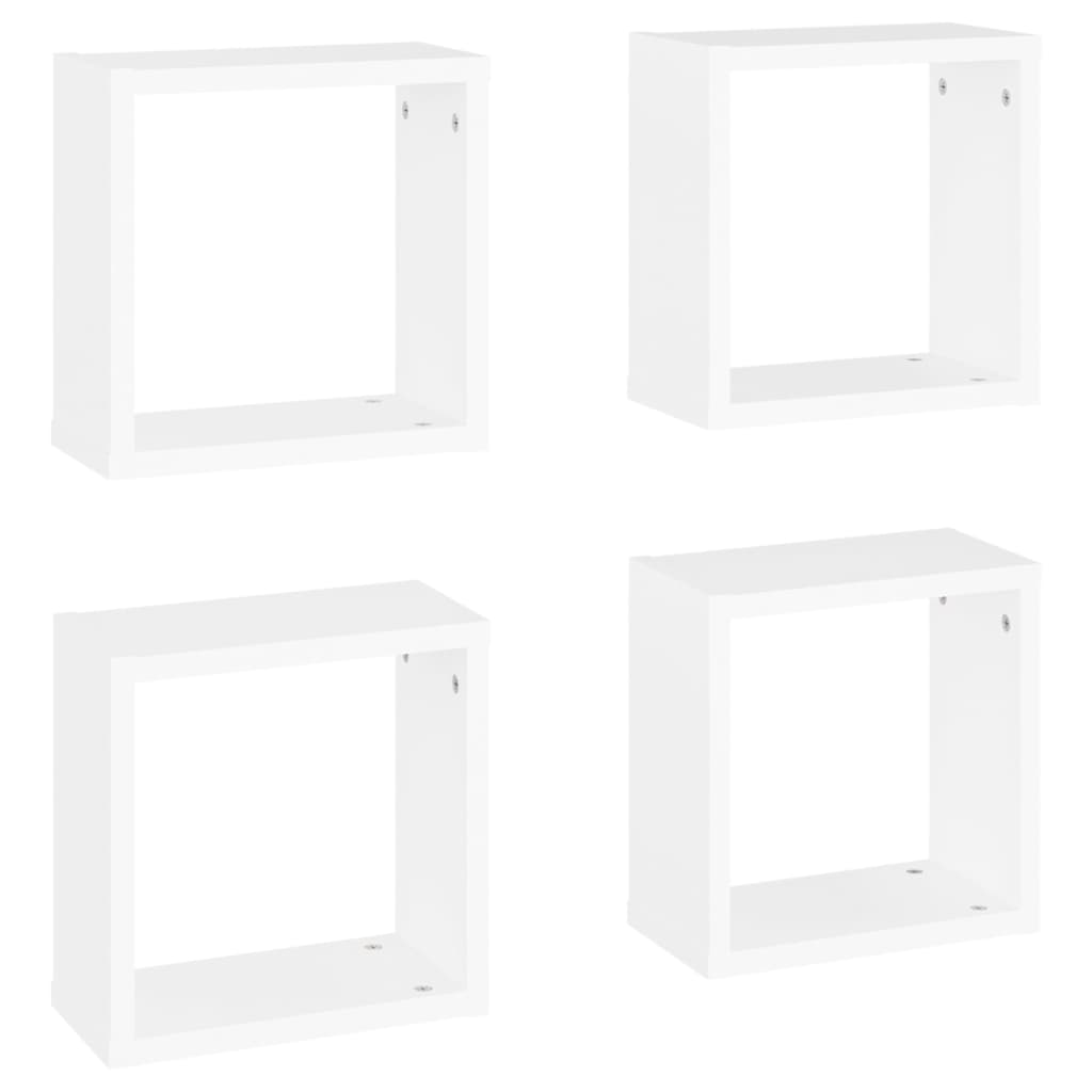 Mensole Parete a Cubo 4 pz Bianche 30x15x30 cm
