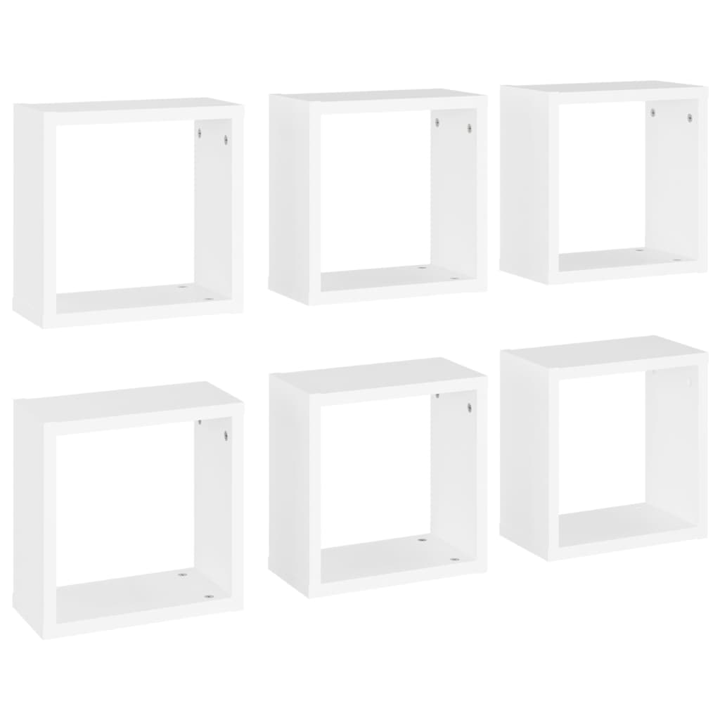 Mensole Parete a Cubo 6 pz Bianche 30x15x30 cm