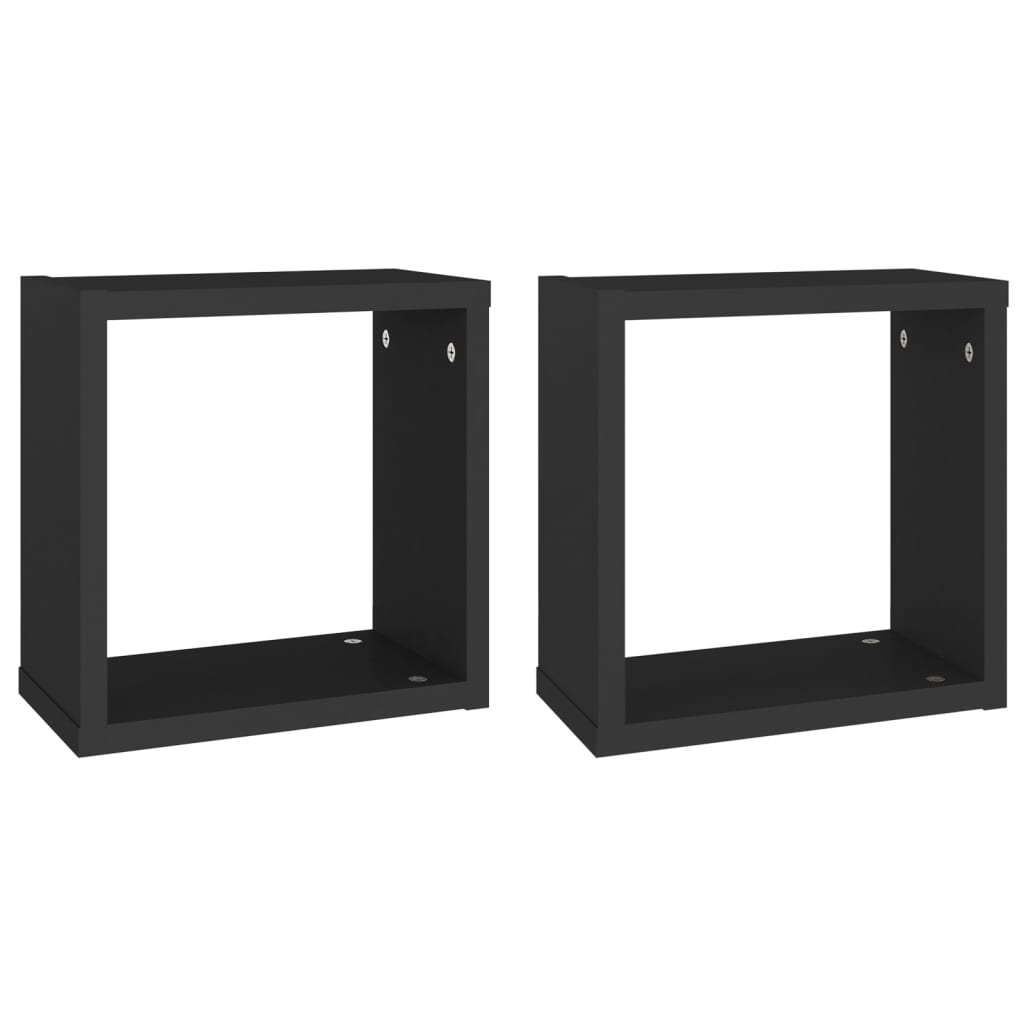 Mensole Parete a Cubo 2 pz Nere 30x15x30 cm
