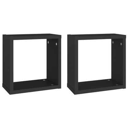 Mensole Parete a Cubo 2 pz Nere 30x15x30 cm