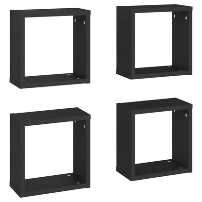 Mensole Parete a Cubo 4 pz Nere 30x15x30 cm