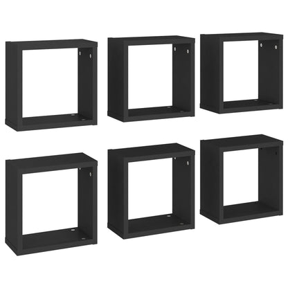 Mensole Parete a Cubo 6 pz Nere 30x15x30 cm