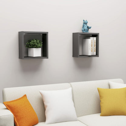 Mensole Parete a Cubo 2 pz Grigie 30x15x30 cm