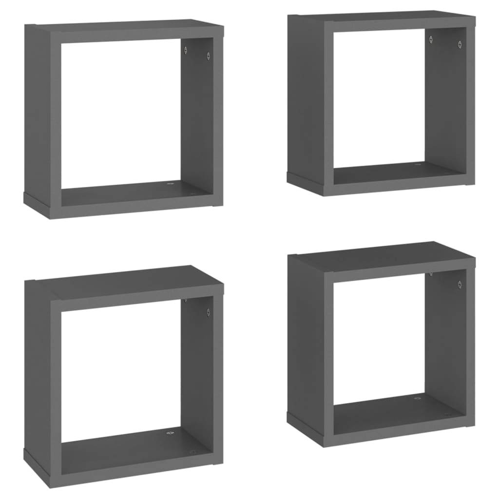 Mensole Parete a Cubo 4 pz Grigie 30x15x30 cm