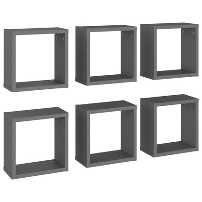 Mensole Parete a Cubo 6 pz Grigie 30x15x30 cm