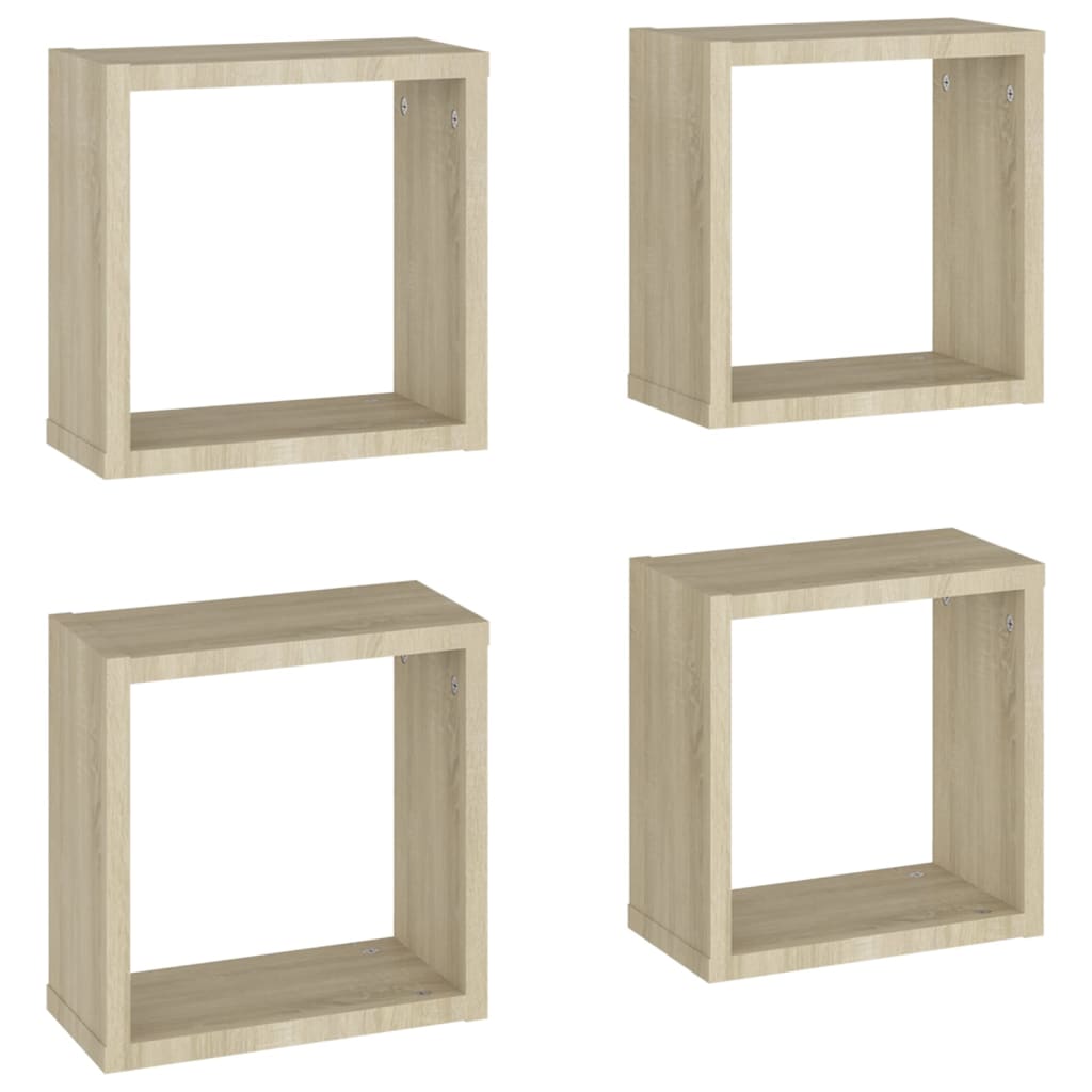 Mensole a Cubo 4 pz Rovere Sonoma 30x15x30 cm