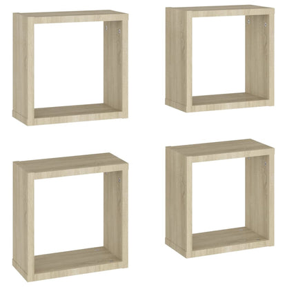 Mensole a Cubo 4 pz Rovere Sonoma 30x15x30 cm