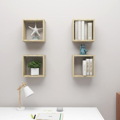 Mensole a Cubo 4 pz Rovere Sonoma 30x15x30 cm