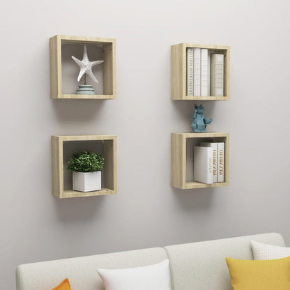 Mensole a Cubo 4 pz Rovere Sonoma 30x15x30 cm