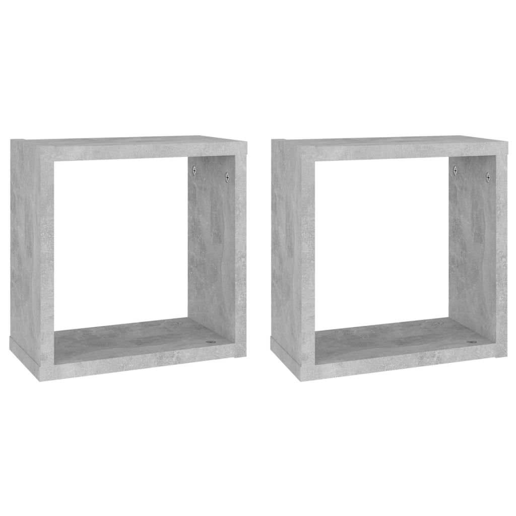 Mensole Parete a Cubo 2 pz Grigio Cemento 30x15x30 cm