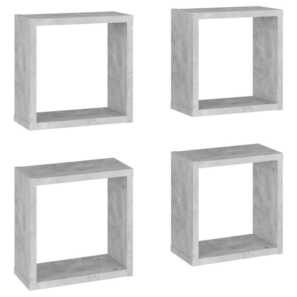 Mensole Parete a Cubo 4 pz Grigio Cemento 30x15x30 cm