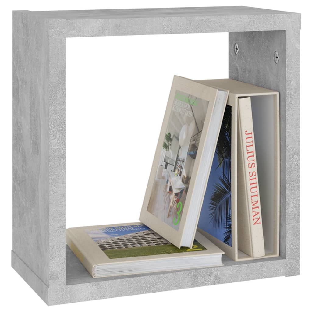 Mensole Parete a Cubo 4 pz Grigio Cemento 30x15x30 cm