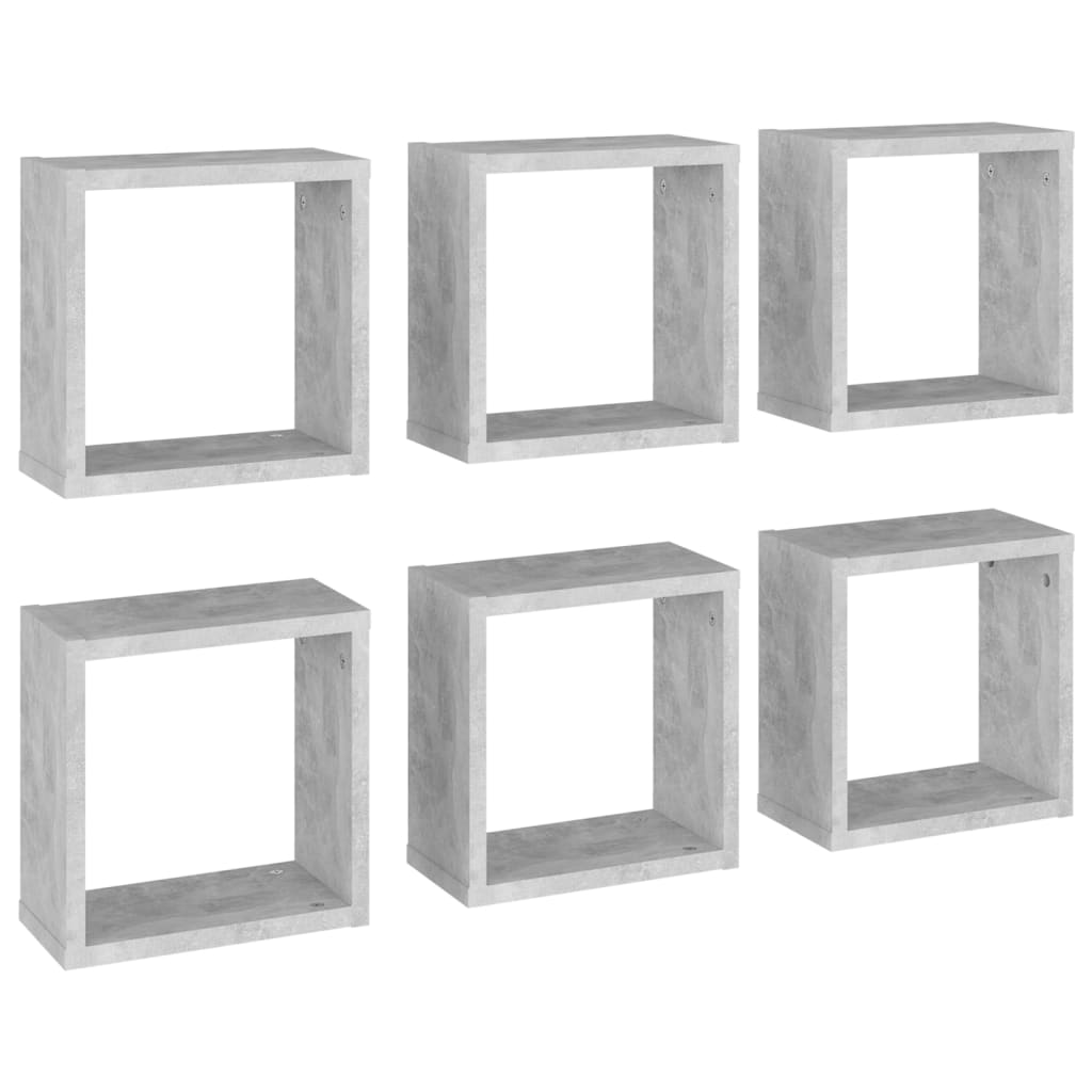Mensole Parete a Cubo 6 pz Grigio Cemento 30x15x30 cm