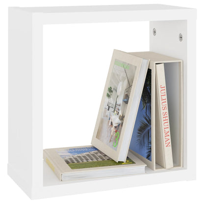 Mensole Parete a Cubo 2 pz Bianco e Rovere Sonoma 30x15x30 cm