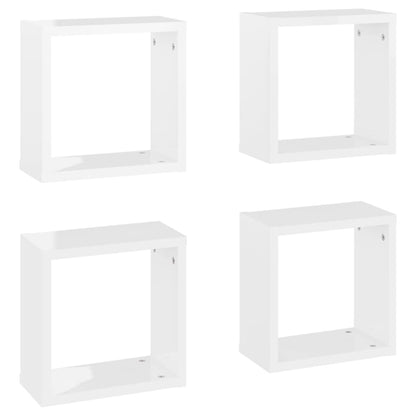 Mensole Parete a Cubo 4 pz Bianco Lucido 30x15x30 cm