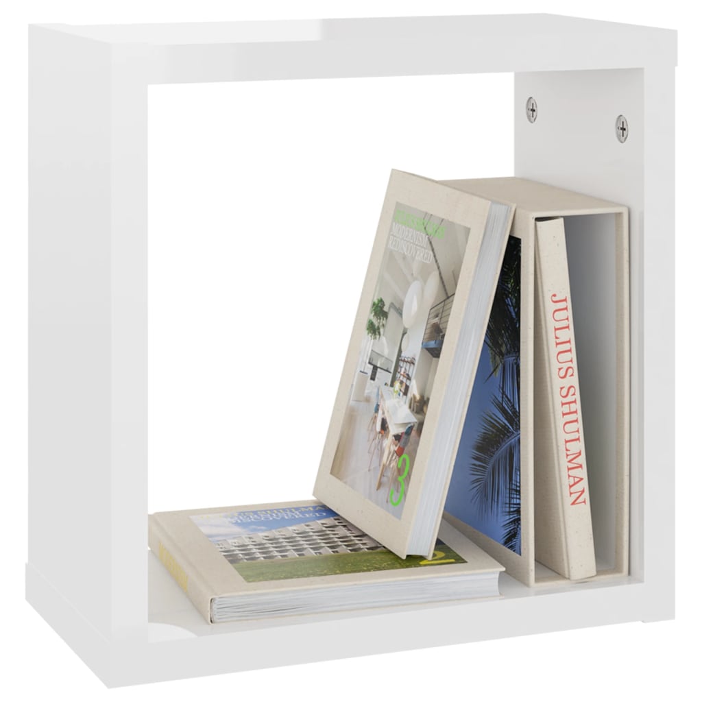 Mensole Parete a Cubo 6 pz Bianco Lucido 30x15x30 cm