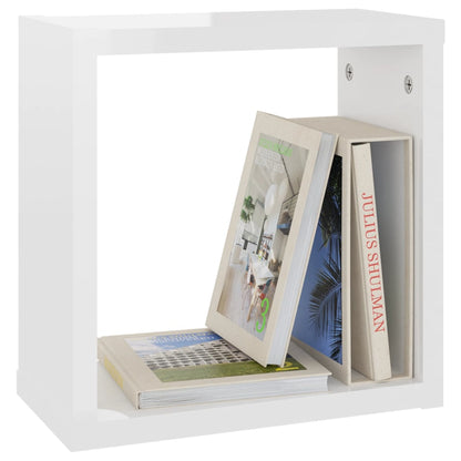Mensole Parete a Cubo 6 pz Bianco Lucido 30x15x30 cm