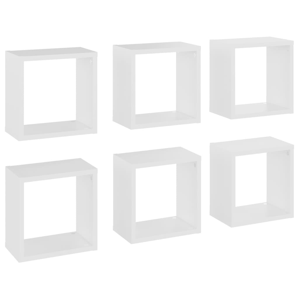 Mensole Parete a Cubo 6 pz Bianche 26x15x26 cm