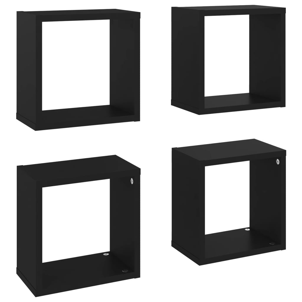 Mensole Parete a Cubo 4 pz Nere 26x15x26 cm