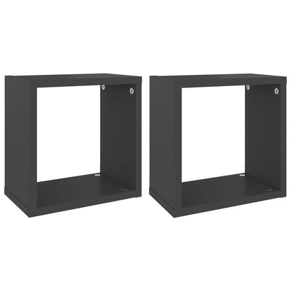 Mensole Parete a Cubo 2 pz Grigie 26x15x26 cm