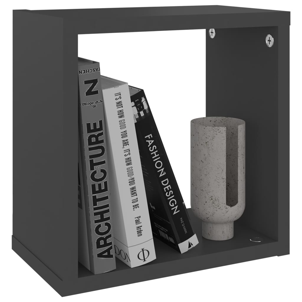 Mensole Parete a Cubo 4 pz Grigie 26x15x26 cm