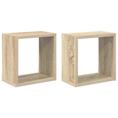 Mensole Parete a Cubo 2 pz Rovere Sonoma 26x15x26 cm