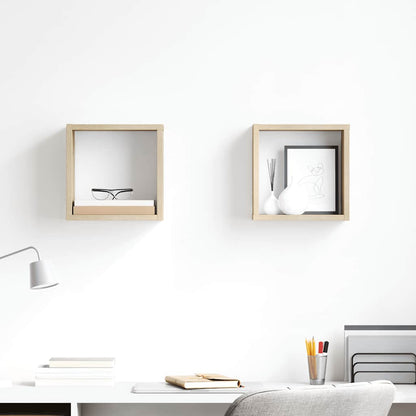 Mensole Parete a Cubo 2 pz Rovere Sonoma 26x15x26 cm