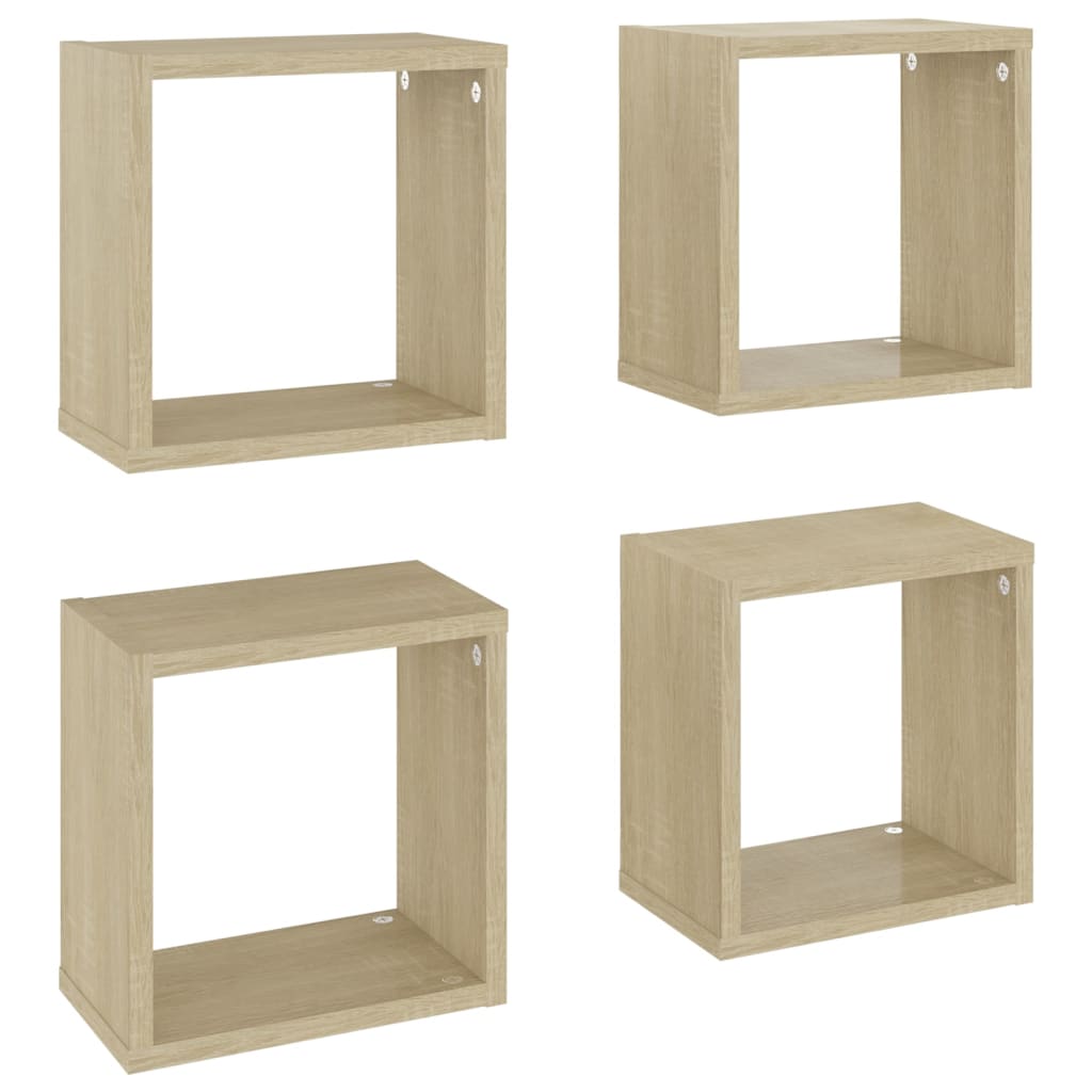Mensole a Cubo 4 pz Rovere Sonoma 26x15x26 cm