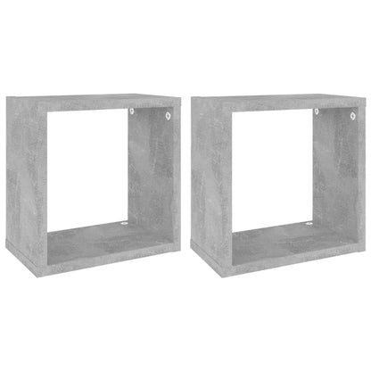 Mensole Parete a Cubo 2 pz Grigio Cemento 26x15x26 cm