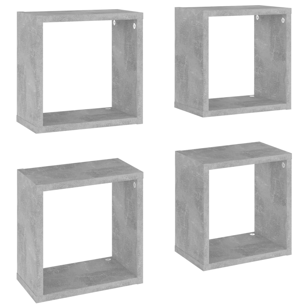 Mensole Parete a Cubo 4 pz Grigio Cemento 26x15x26 cm