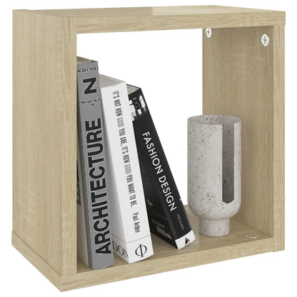 Mensole Parete a Cubo 4 pz Bianco e Rovere Sonoma 26x15x26 cm