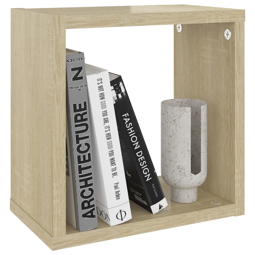 Mensole Parete a Cubo 6 pz Bianco e Rovere Sonoma 26x15x26 cm
