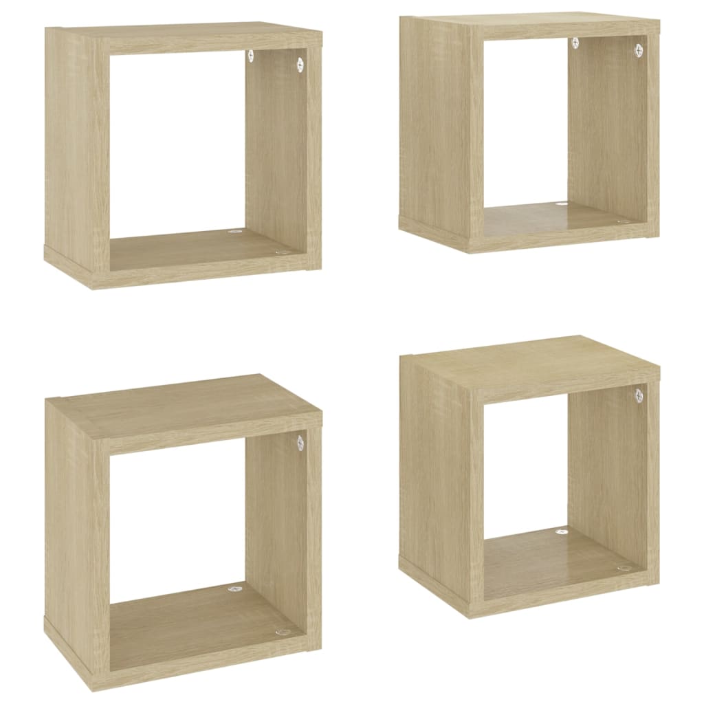 Mensole a Cubo 4 pz Rovere Sonoma 22x15x22 cm