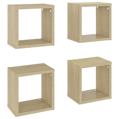 Mensole a Cubo 4 pz Rovere Sonoma 22x15x22 cm