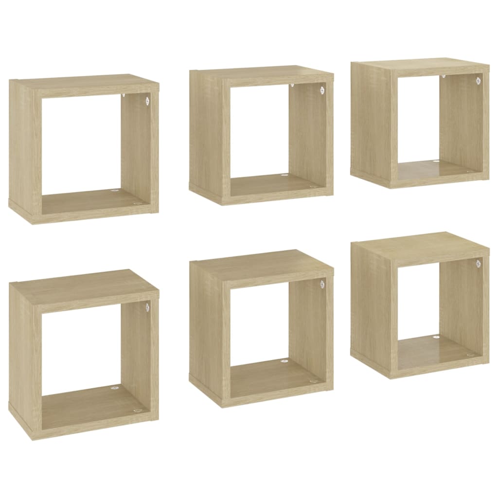 Mensole a Cubo 6 pz Rovere Sonoma 22x15x22 cm