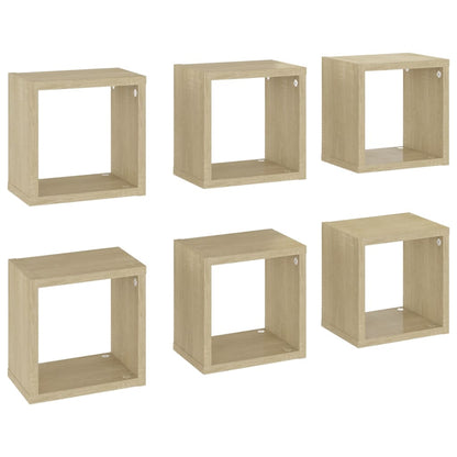 Mensole a Cubo 6 pz Rovere Sonoma 22x15x22 cm