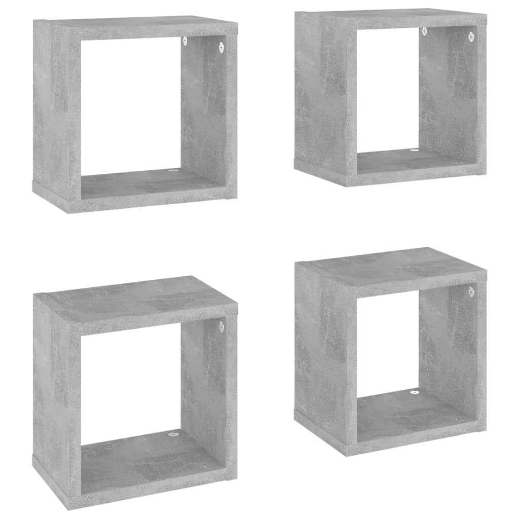 Mensole Parete a Cubo 4 pz Grigio Cemento 22x15x22 cm