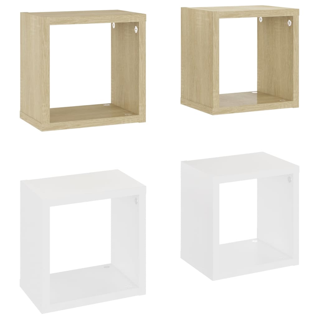 Mensole a Cubo 4 pz Bianco e Rovere Sonoma 22x15x22 cm