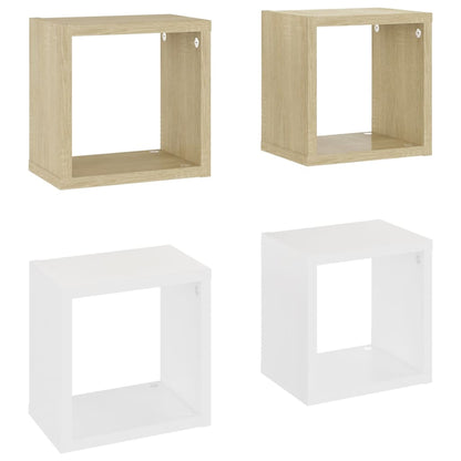 Mensole a Cubo 4 pz Bianco e Rovere Sonoma 22x15x22 cm