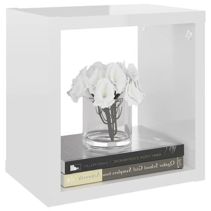 Mensole Parete a Cubo 6 pz Bianco Lucido 22x15x22 cm