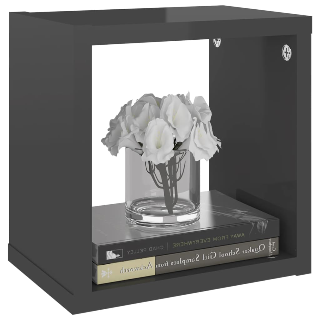 Mensole Parete a Cubo 6 pz Grigio Lucido 22x15x22 cm