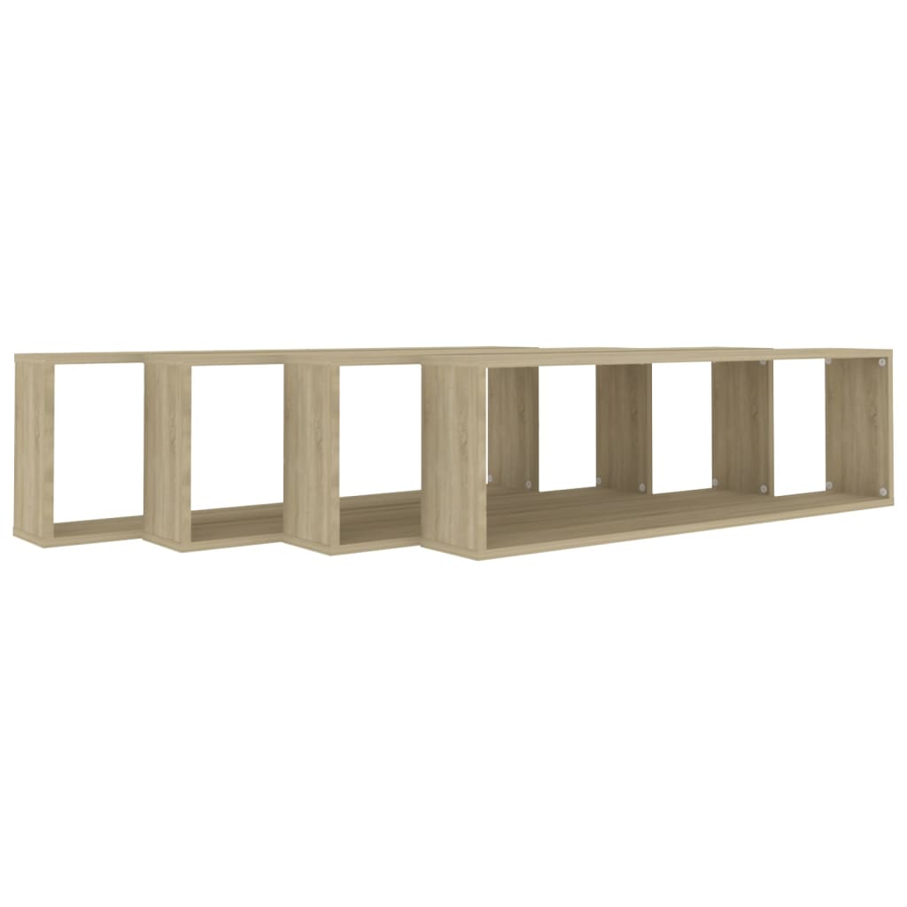 Mensole Parete a Cubo 4pz Rovere Sonoma 100x15x30cm Multistrato