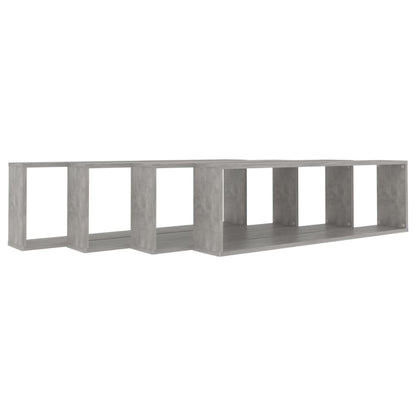 Mensole Parete Cubo 4pz Grigio Cemento 100x15x30 cm Multistrato