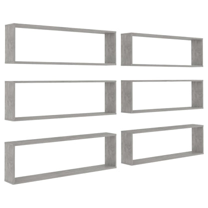 Mensole Parete Cubo 6pz Grigio Cemento 100x15x30 cm Multistrato