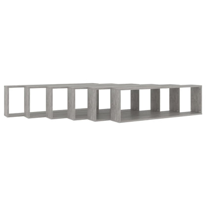 Mensole Parete Cubo 6pz Grigio Cemento 100x15x30 cm Multistrato