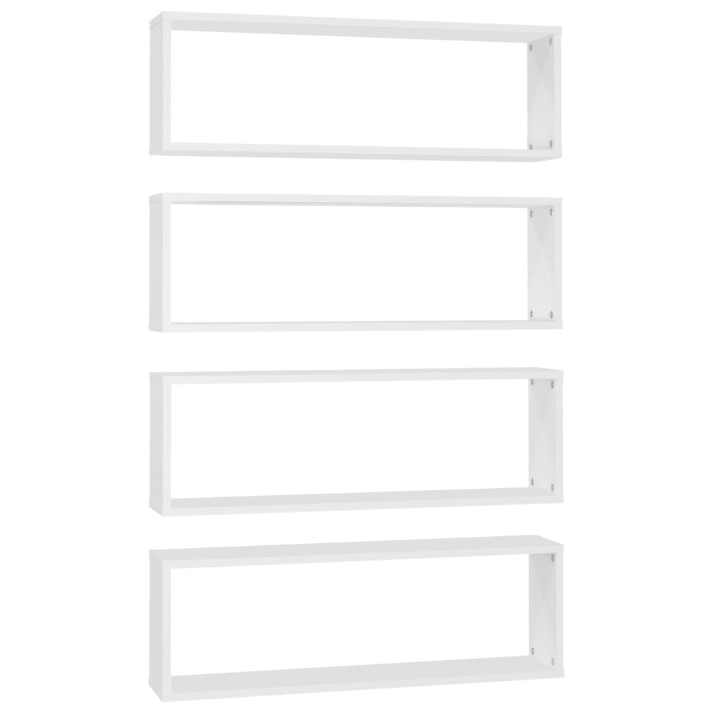 Mensole Parete a Cubo 4pz Bianco 80x15x26,5cm Legno Multistrato