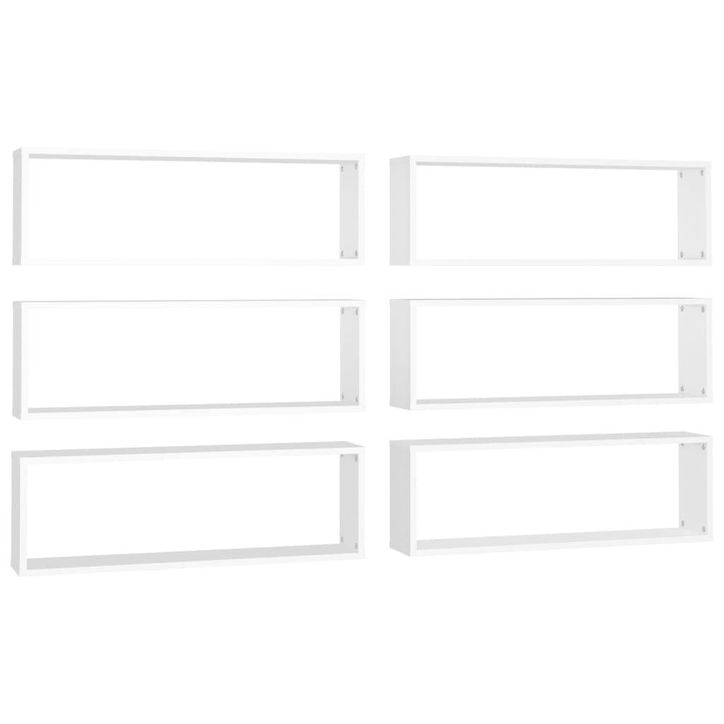 Mensole Parete a Cubo 6pz Bianco 80x15x26,5cm Legno Multistrato