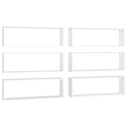 Mensole Parete a Cubo 6pz Bianco 80x15x26,5cm Legno Multistrato