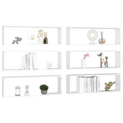 Mensole Parete a Cubo 6pz Bianco 80x15x26,5cm Legno Multistrato